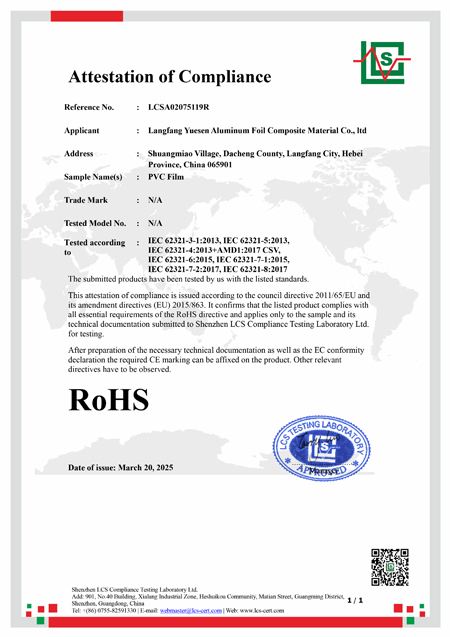 RoHS Certificate